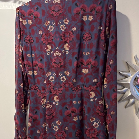 PAIGE Burgundy Floral Long Sleeve Dress-S - Picture 9 of 12